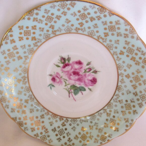 Staffordshire Tea Cup and Saucer Hand Painted Pink Roses Heavy Gold Gilt    I249 - Picture 3 of 10